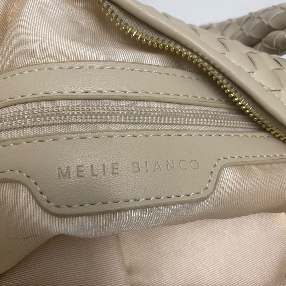 Melie Bianco Vegan Leather Brigitte Cream Woven Hobo Bag - Picture 5 of 8